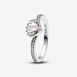 Anillo Perla Cultivada de Agua Dulce Tratada Concha Princesa Ariel de Disney